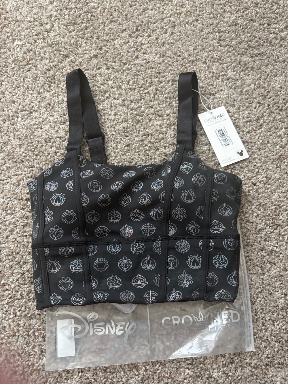 Crowned athletics DISNEY PRINCESS ICONS WOMEN'S LONG SPORTS BRA - BLACK